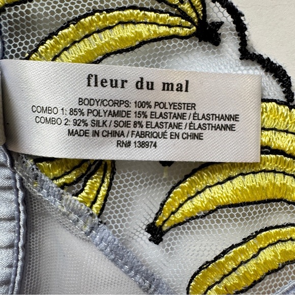 NWT Fleur Du Mal Garter Belt Banana Embroidery Lingerie Fruit Novelty Print Sz 1 - Picture 11 of 11